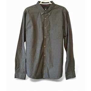 A&I Mens Modern Fit Button Down Shirt‎ Charcoal Grey 100% Cotton Long Sleeve L